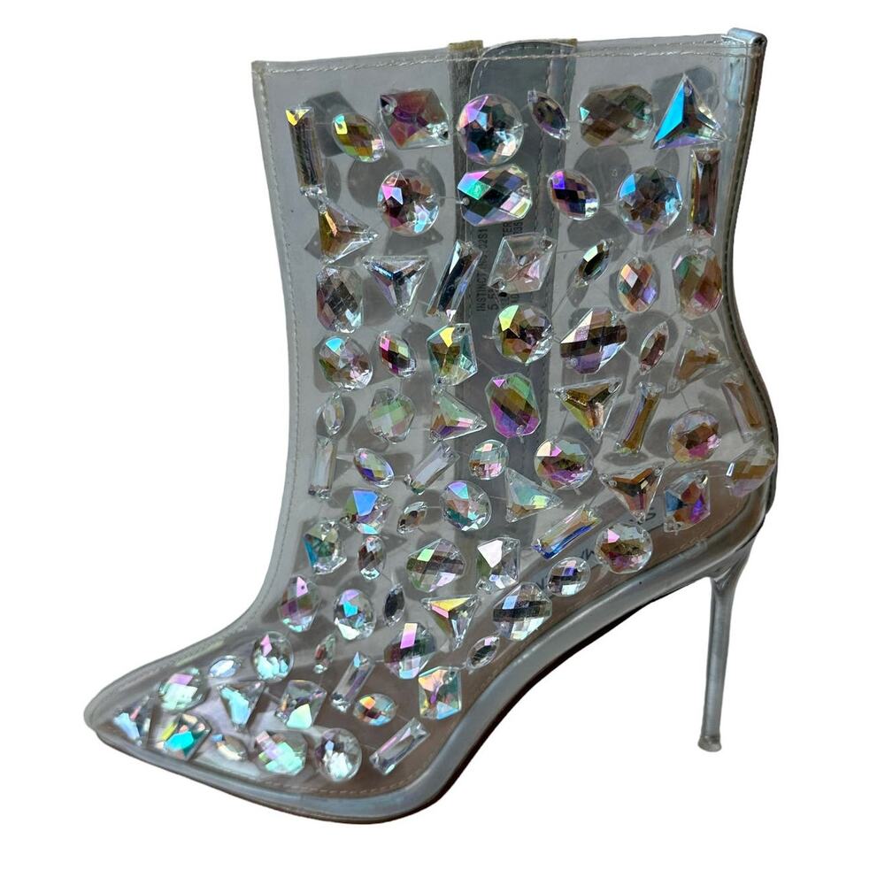 Steve Madden Boots Instinct Clear Rhinestone Ankle Boot Women's Size 5.5